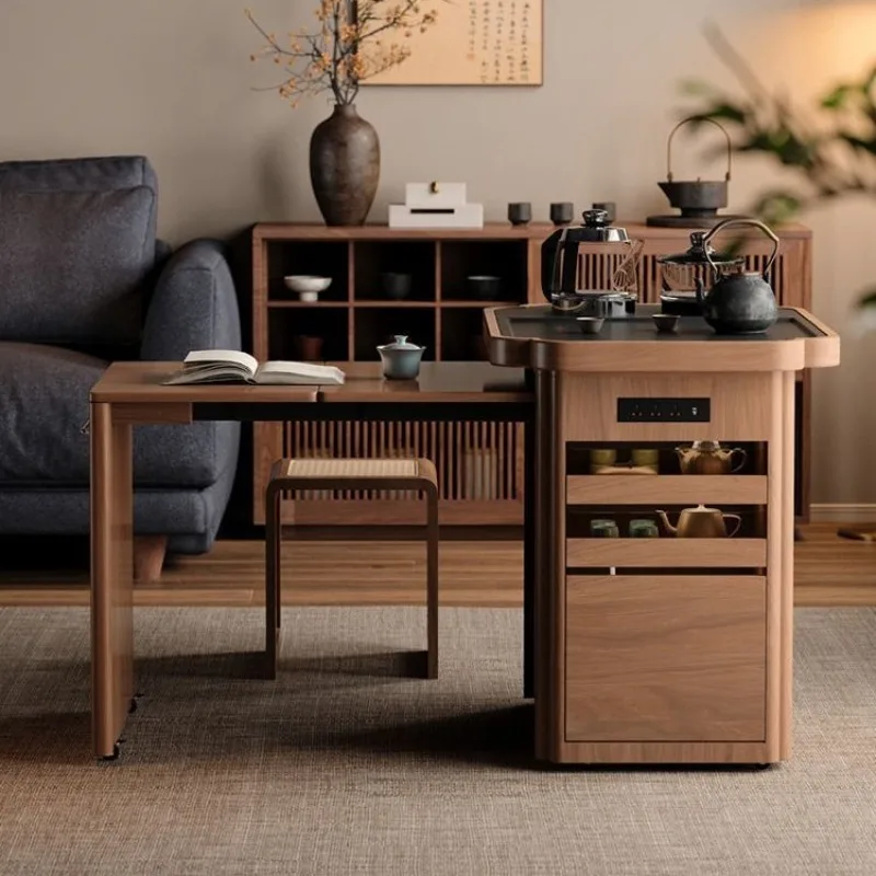 

Household coffee table movable solid wood tea table small apartment side few tea cabinet boiling water integrated table