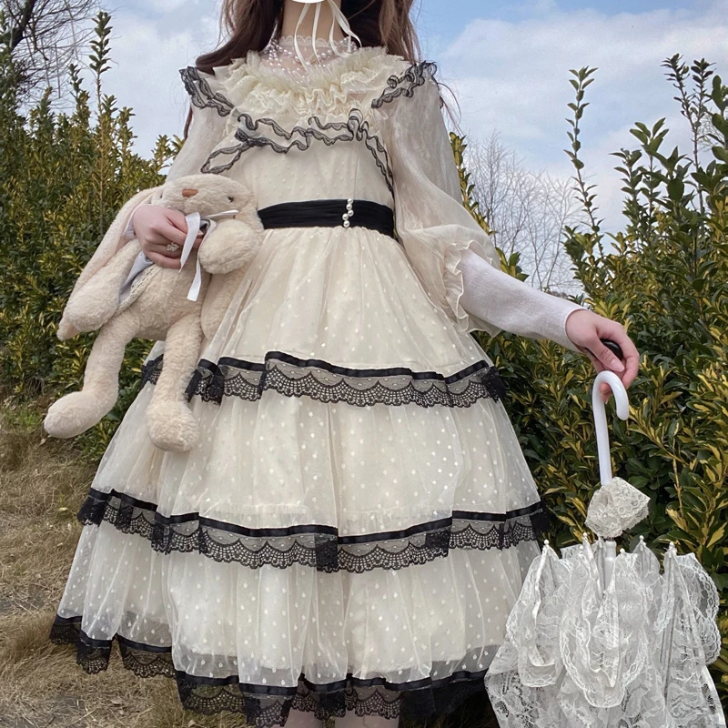 Japanese Kawaii Lolita Jsk Dres Women Victorian Vintage Elegant Princess Strap Dresses Soft Girls Sweet Tea Party Fairy Vestidos