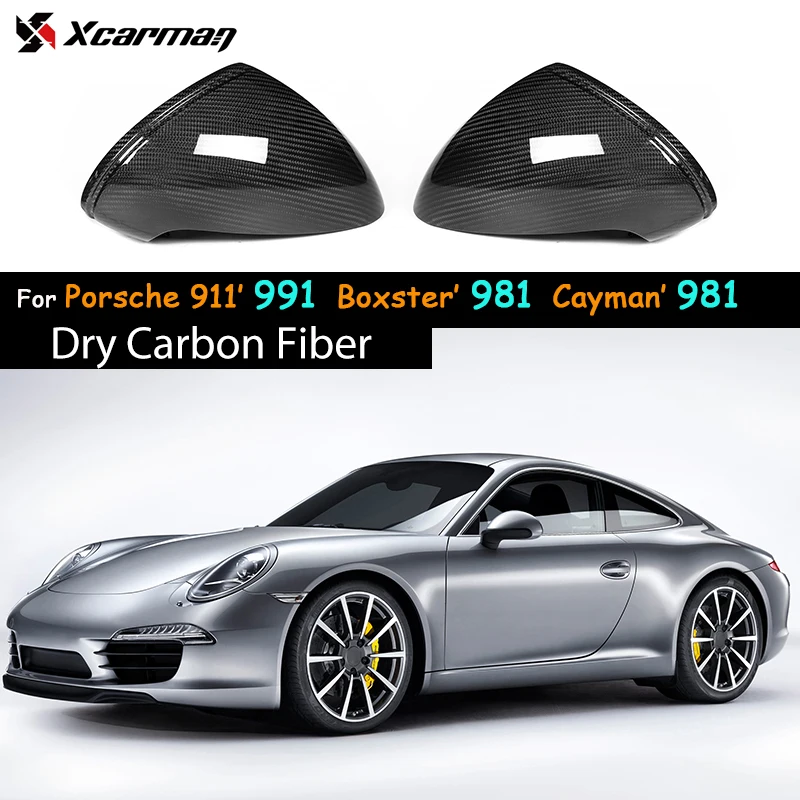 1Pair Dry Carbon Fiber Rearview Mirror Cover Caps for Porsche 991 Boxster 981 Cayman 981 2013-2016 Basic M-sport Car Avaliable