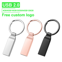 Rose gold Metal USB Flash Drive 128GB 100% Real Capacity Memory Stick 64GB Free key ring Pen Drive 32GB Black Silver  U Disk 16G