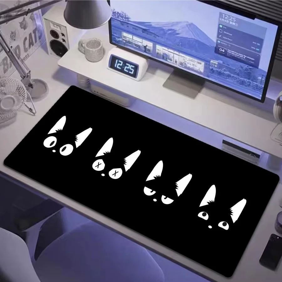 

Большой коврик для мыши черного цвета с изображением кошек, игровой коврик для мыши, коврик для скоростной игры, игровые аксессуары, настольный коврик 100x55 см