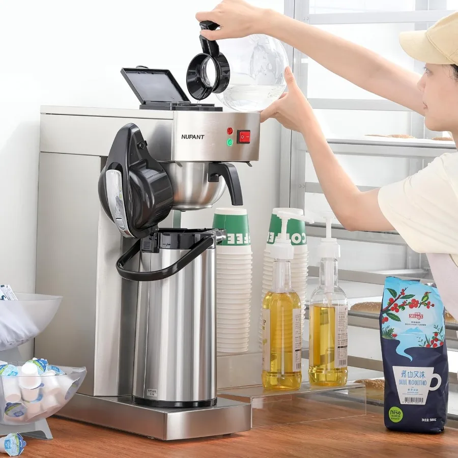 Cafetera de acero inoxidable de grado comercial, 2,2 l, 74 oz, con jarra térmica aislada de 24 horas para cafetería, restaurante, cafetería, 120V