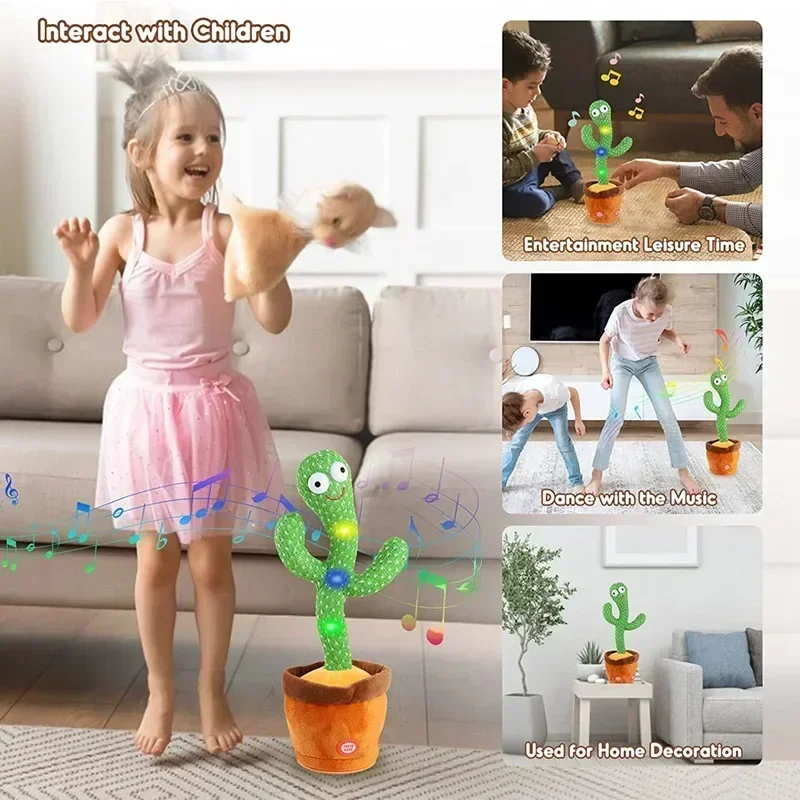 Smart Cactus That Can Dance and Speak, Interactive Learning and Music Toys for Children, Supporting Charging and Battery Models