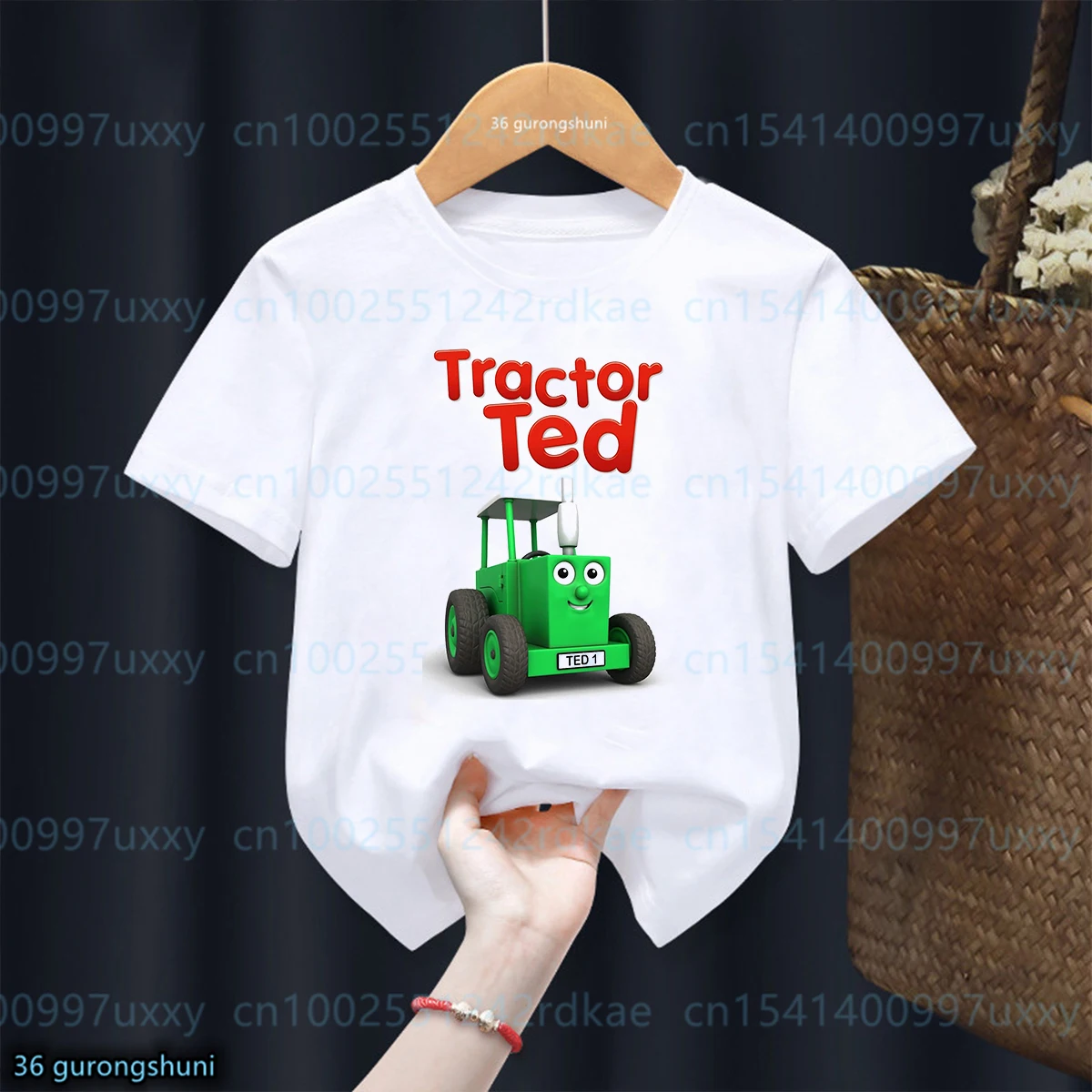 New Summer Style Boy T-Shirt Funny Cartoon Tractor Ted Graphic Print Kids Tshirt Fashion Trend Toddler T Shirt Short Sleeved Top