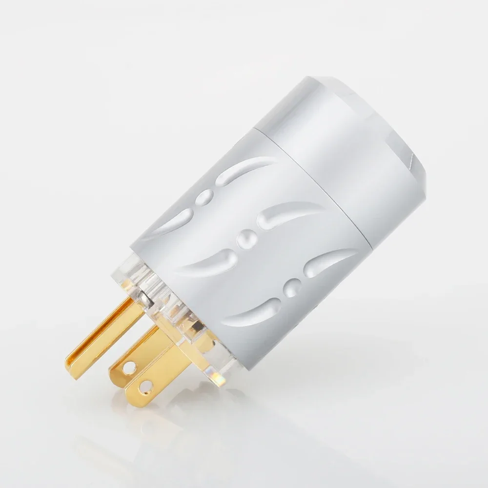 Viborg High End Pure Copper US Mains AC Electric Power Plug Power Cable Cord Connector AC125V 15A Screw Lock Aluminum Shield