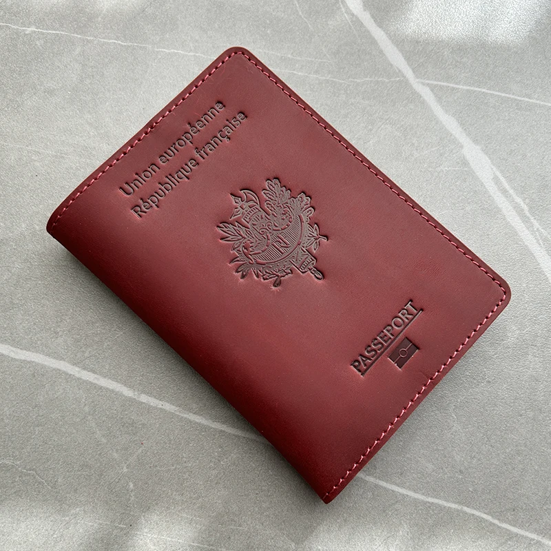 genuine leather Française Passport Cover Men 100% Genuine Leather Covers for Passport Holder Personalised Gifts for Men