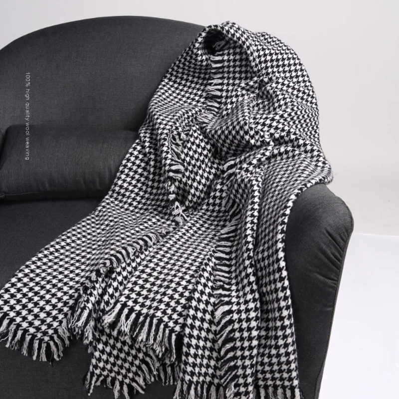 Women Autumn Winter Scarf Lady Wool Feeling Muffler Spring Fall Large Blanket Swallow Gird Shawl Soft Warm Houndstooth Wrap