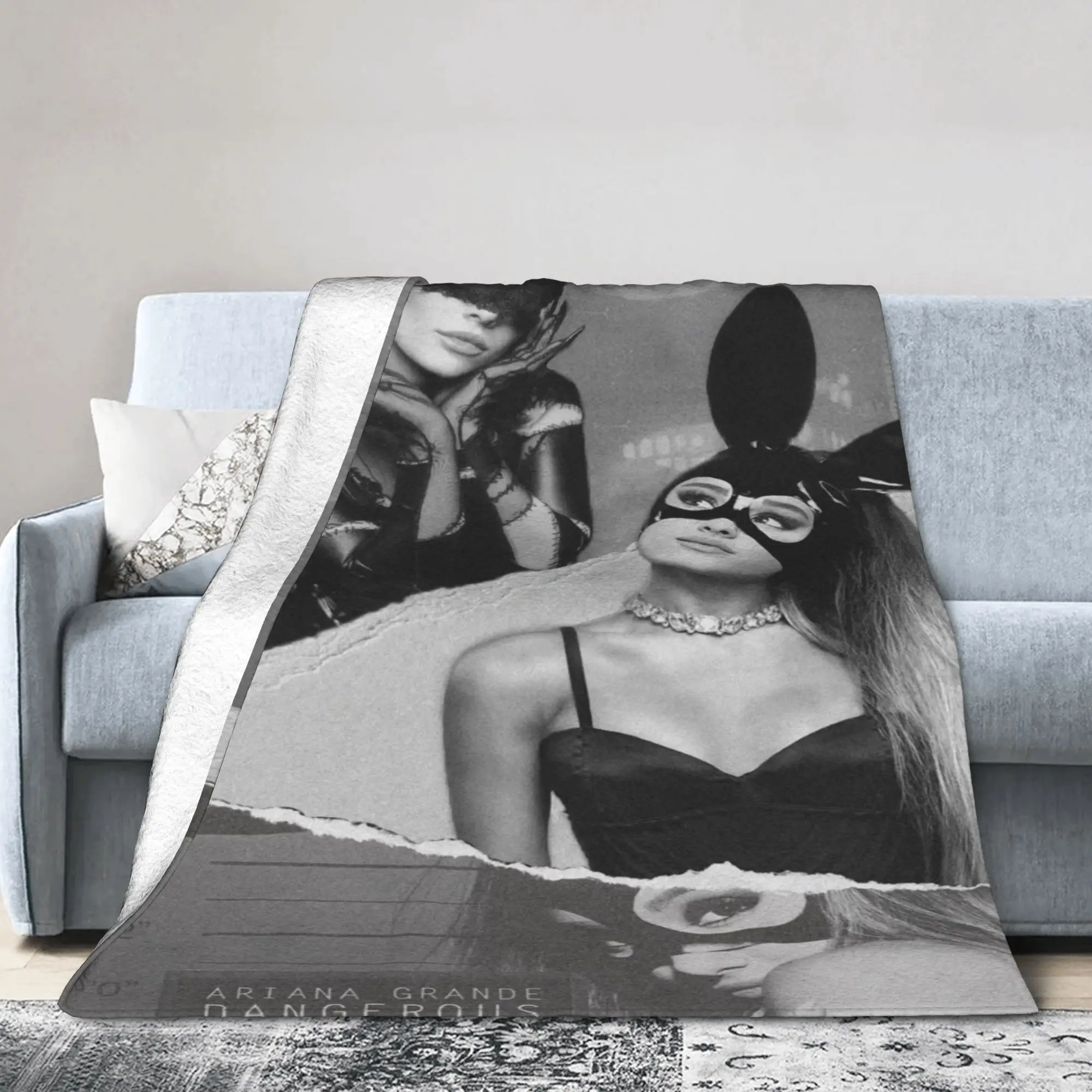 Ariana Grande music singer fan gift  Blanket Fleece  Comfortable Super Soft Throw Blankets for Bedroom Bedspread