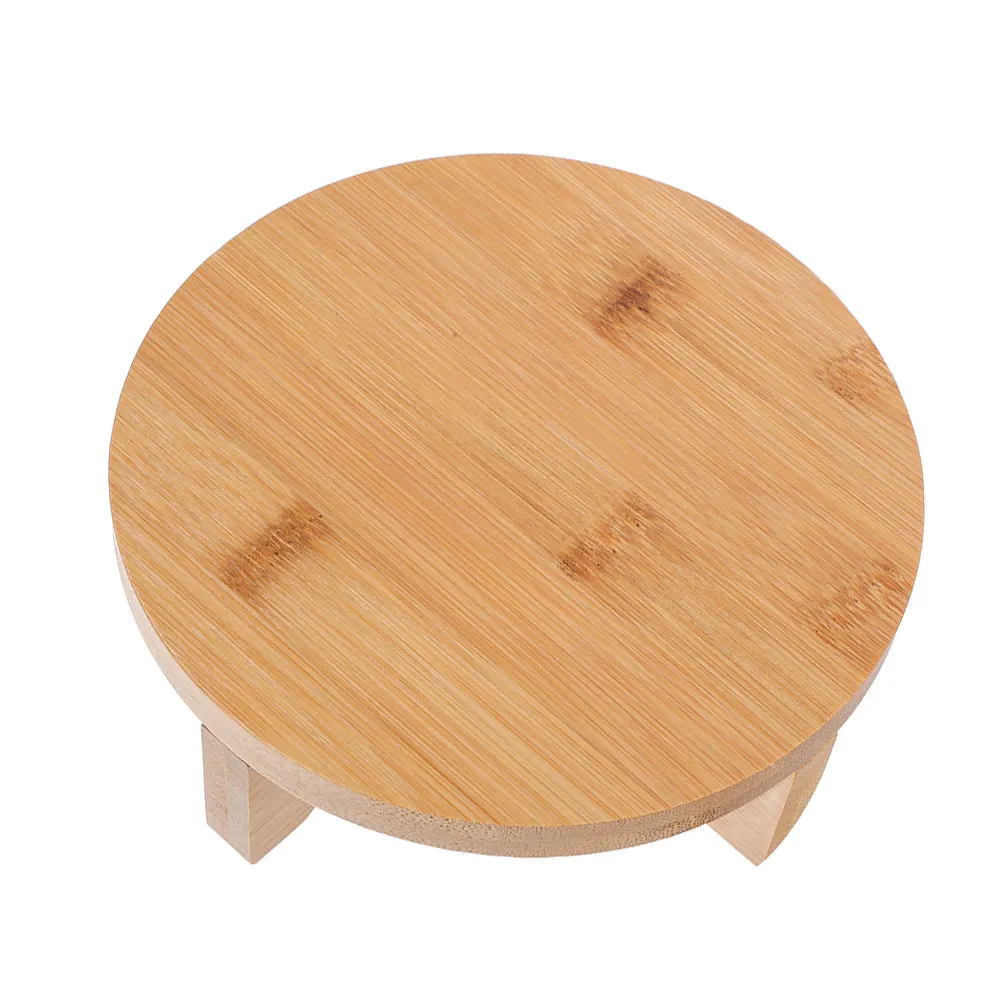 Wooden Bamboo Plant Riser Round Flower Pot Stand Decorative Pedestal for Tabletop Planter Display Vase Small Item Holder view 6
