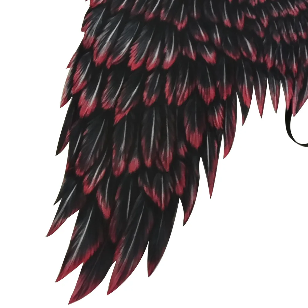 Disfraz de Halloween para niños y adultos, plumas no tejidas en blanco y negro, alas de Ángel, disfraz de Cosplay malvado, Mardi Gras, accesorio de juego de simulación