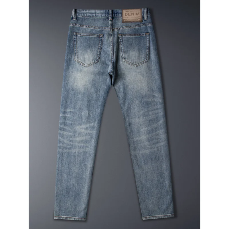 

Модные элитные мужские джинсы в корейском стиле, лето 2024, новые эластичные брюки с маленькими штанинами