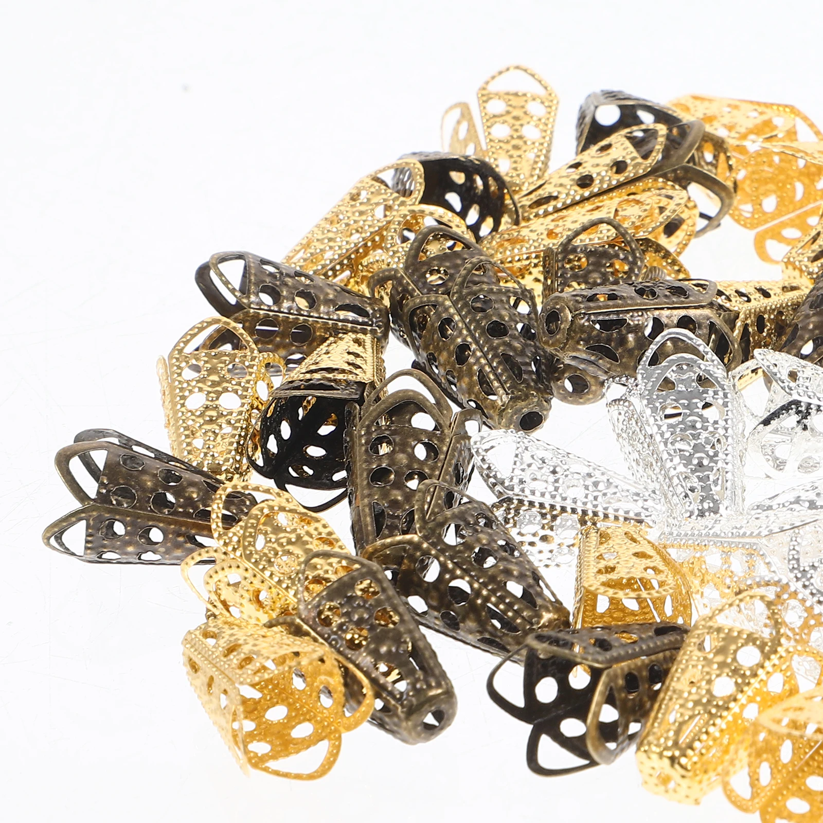 

60Pcs Jewelry Beads Caps Metal Hollow Spacer Caps for DIY Bracelet Necklace Earring Making Supplies Metal Embellishments