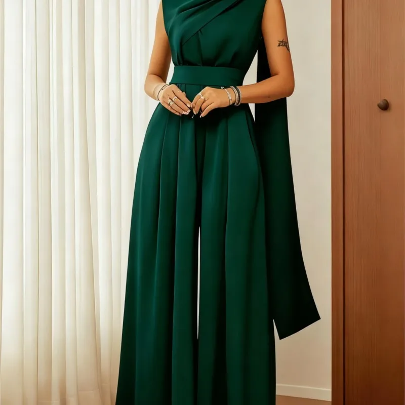 مزاجه حللا للمرأة بذلة فضفاضة واسعة الساقين بنطلون سليم بلون أكمام قلادة عادية أنيقة التنقل #5