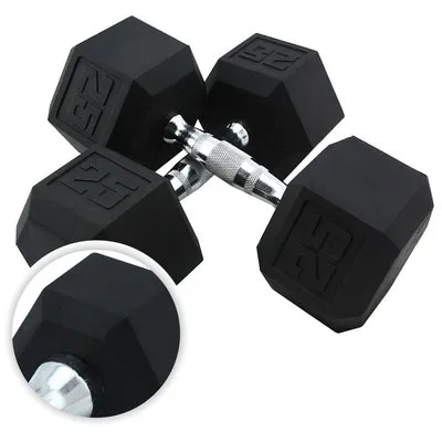 Cheap Black Rubber Hexagonal Dumbbells Gym Use Hex Rubber Dumbbell For Sale