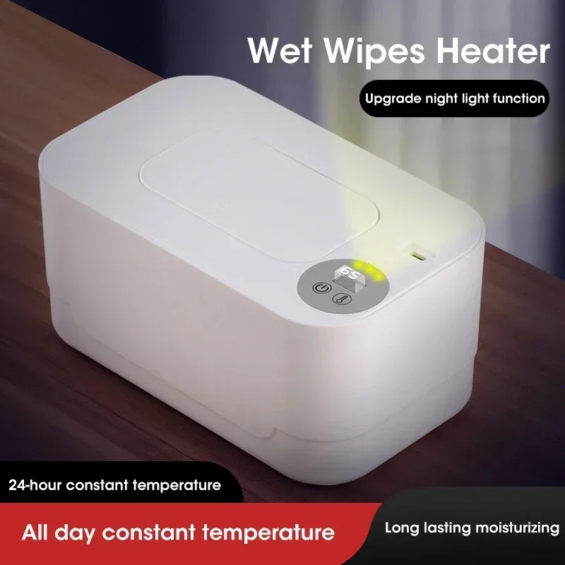 Baby Wet Wipe Heater Warmer with LED Display Portable USB Baby Wipe Warmer Home/Car Napkin Heating Box Wet Towel Dispenser