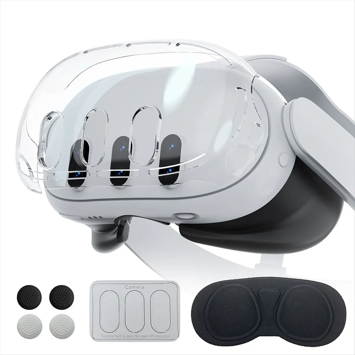ABGN For 3 Headset Q 3 Host Crystal Case Lens Cover Tempered Film Rocker Cap Strong Protection VR Accessories