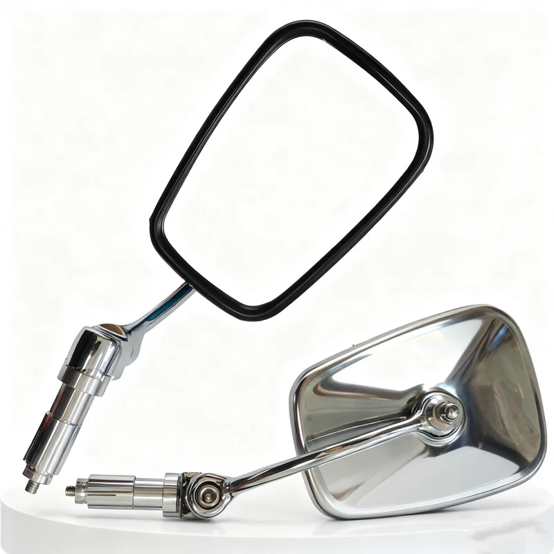 

Silver Shiny Square Bar End Rearview Mirrors For Motorcycle Handlebar Universal Fit High Definition Anti-Glare Accessories