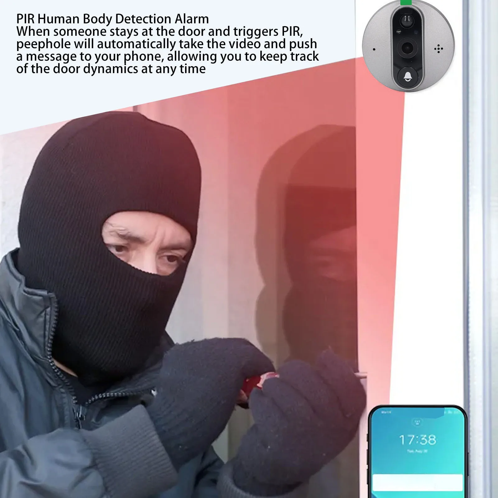 Камера-глазок, видеоглазок, дверной звонок, Wi-Fi, 1080P, обнаружение движения, 4,3-дюймовый ЖК-дисплей, цифровой дверной просмотрщик, Wi-Fi, видеодверной звонок