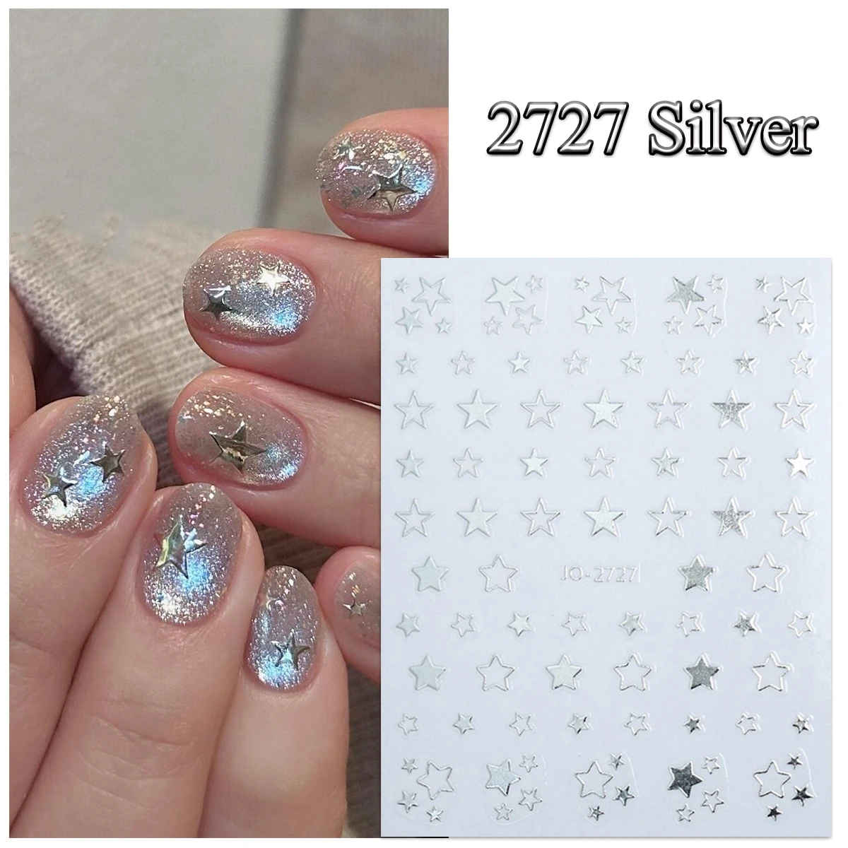 2/4 ورقة ثلاثية الأبعاد الذهب والفضة ستار درب مسمار الفن ملصقات اطلاق النار ستار شريط ذاتية اللصق السماوية مسمار الشارات لتقوم بها بنفسك مانيكير #6