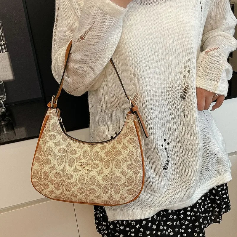 

2025 New Oversized Underarm Bag - Retro Print Large Tote Handbag, French Baguette Style Shoulder Bag for Women Work & Daily Use