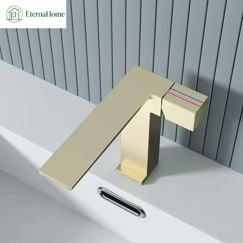 Basin Faucets Brushed Gold/Black/White/Silver Washbasin Sink Basin Copper Hot & Cold Water Mixing Taps Bathroom Accessories