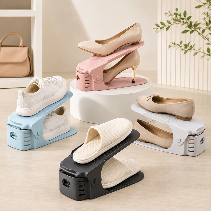 5Pcs/10Pcs Adjustable Shoe Organizer Shoe Support Rack, Space Saving Shoe-Shelf for Closet Shoe Stacker for Closet Organization