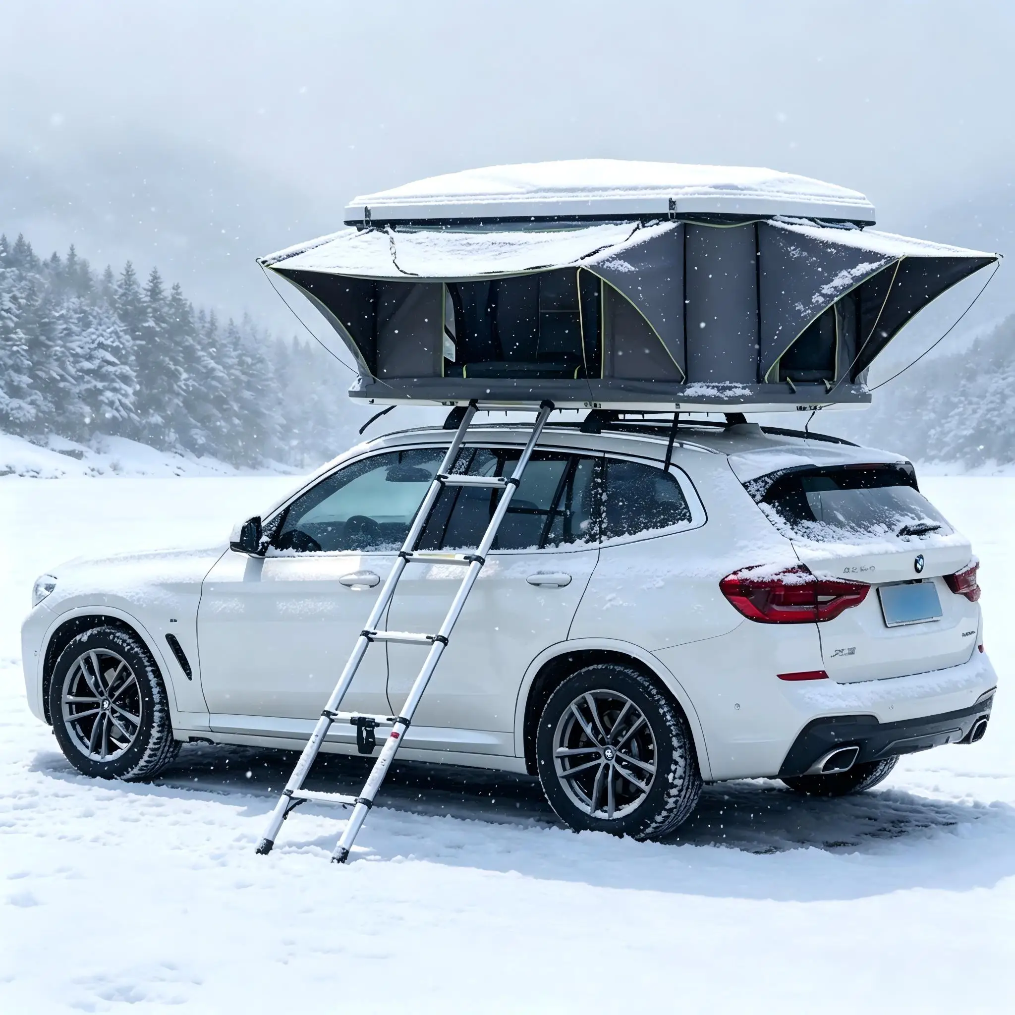 Custom 2-3 Person Rooftop Camping Tent, Aluminum Base Oxford Fabric Windproof Waterproof for SUV Outdoor Road Trip