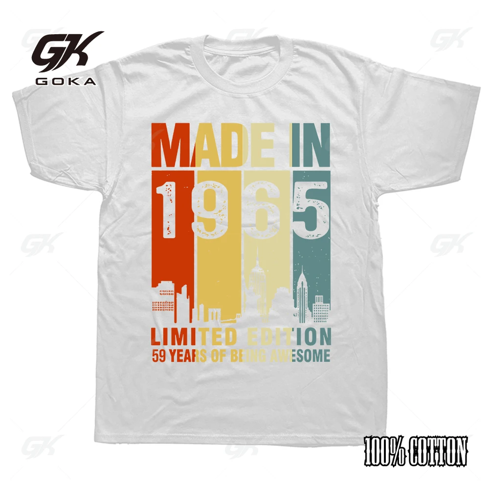 Made in 1965 Limited Edition Being Awesome 58th Father T Shirt Cotton Short Sleeve Breathable Casual T Shirts Classic Tees Men