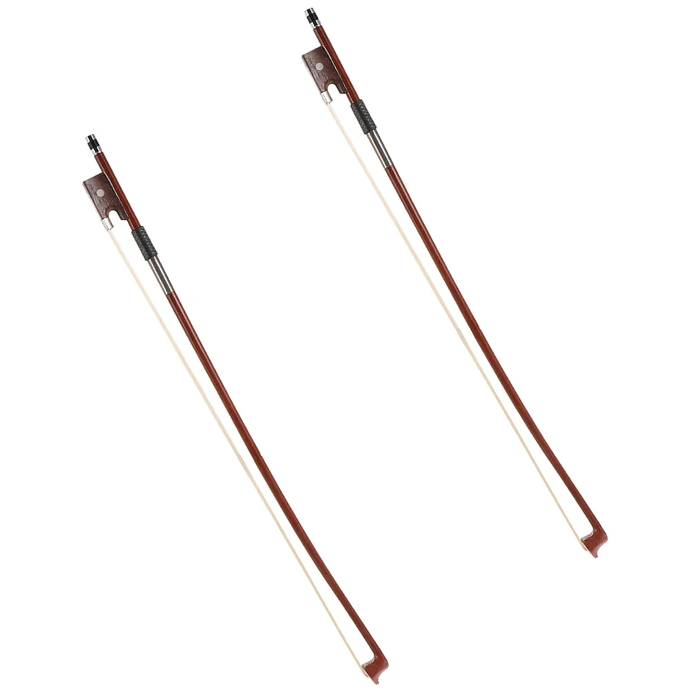 

2pcs Violin Bow Replacement Practice Red Sandalwood Well Balanced Wood Horse Hair String Durable Bows For Students Professional