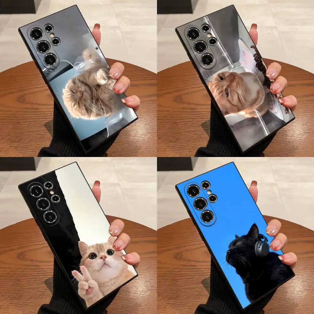 

Cat Listen Music Meme Funny M-Mr Fresh Phone Case For Samsung S22,S24,S20,S25,S23,S30,S26,Ultra,Plus,5G ,Fe,Lite Black Cover