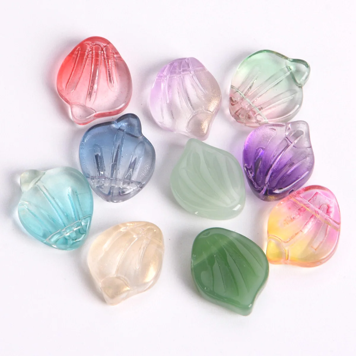 

10pcs Leaf Petal Shape 15x12mm Crystal Lampwork Glass Loose Beads Top Drilled Pendants For Jewelry Making DIY Flower Findings