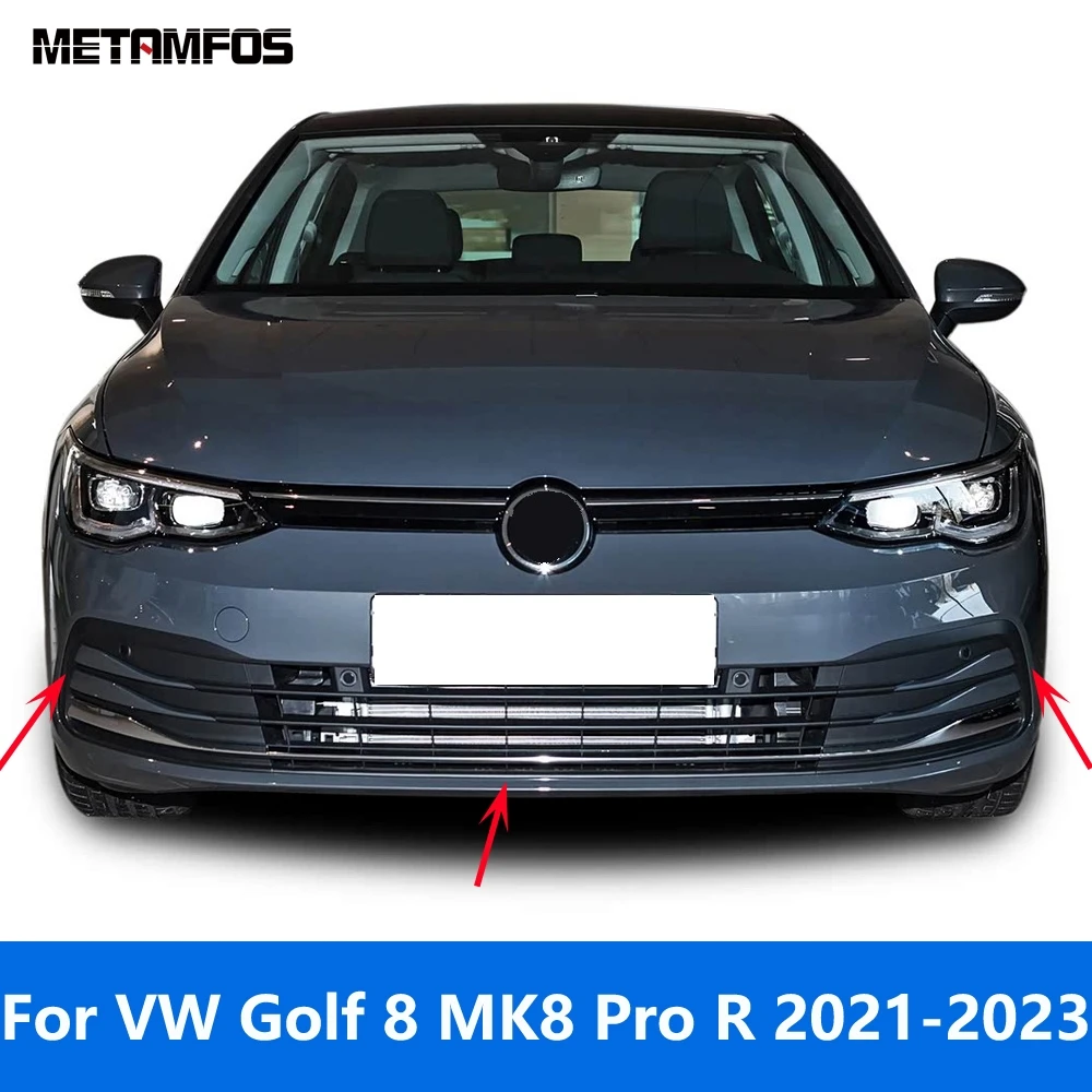 

For Volkswagen VW Golf 8 MK8 Pro R 2020-2022 2023 Front Bumper Trim Body Kit Splitter Diffuser Front Fog Light Lamp Grille Trim