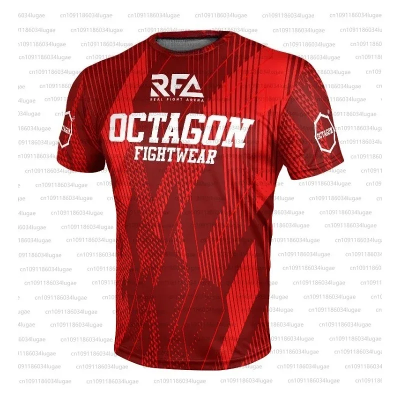 Summer Fans Octagonal X RFA Fightwear Men's 3D Printed Breathable Speed Drying Motorcycle Sports Fitness Short Sleeve T-shirt