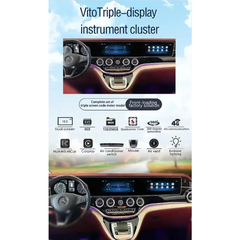 12.3 inch Android 13 IPS Screen Car Audio 8 Core 8+128G Wireless CarPlay GPS Navigation for Mercedes Viano Vito