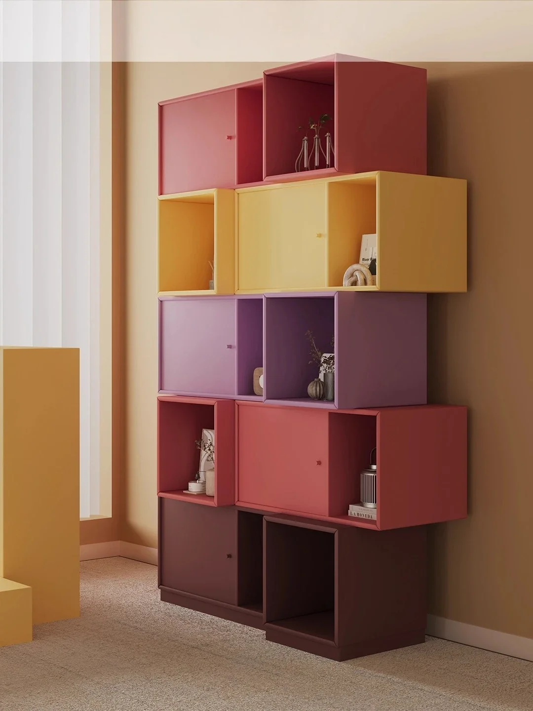 Bookcase dopamine color storage bookcase integrated whole wall multi-color cabinet