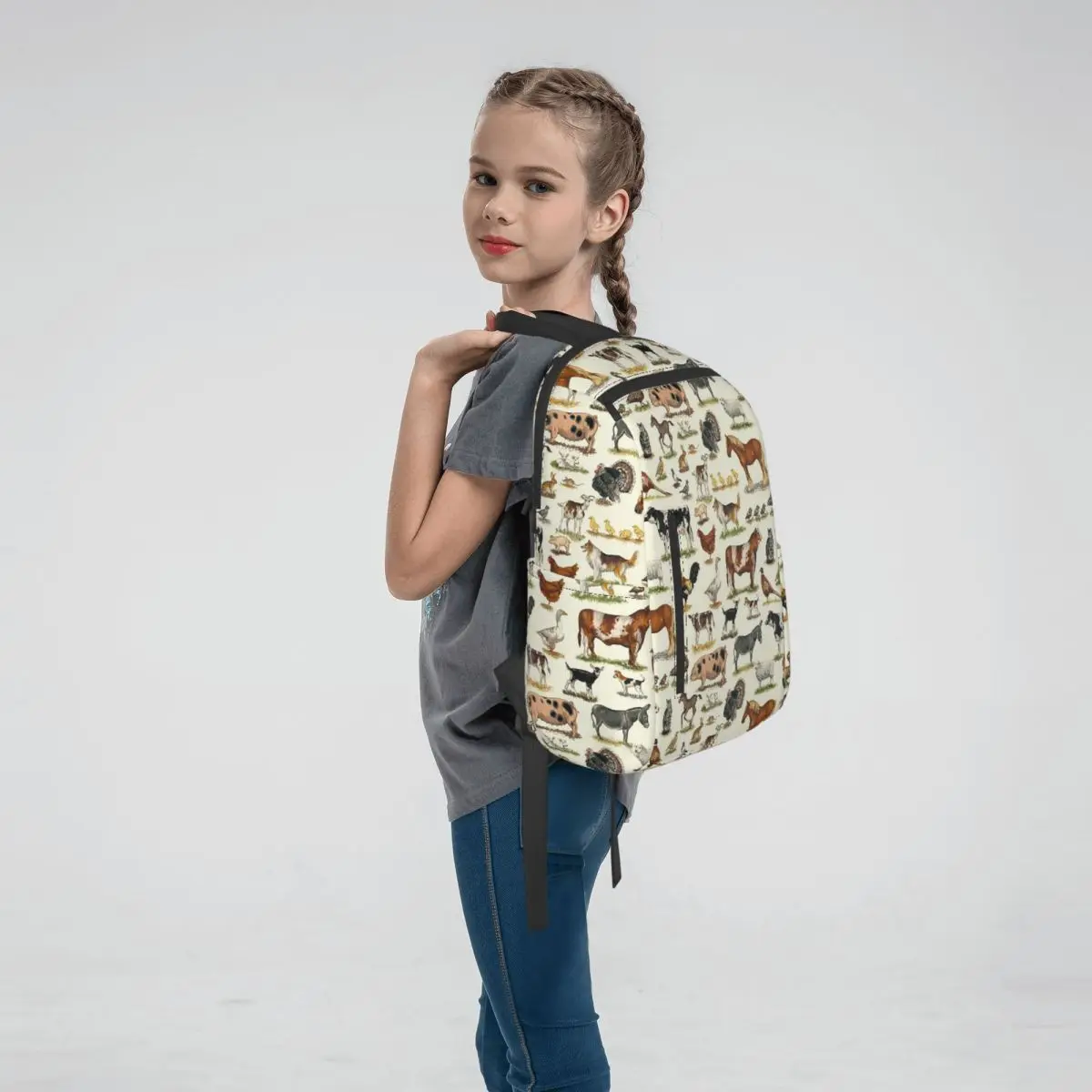 Country Farm Animals Farmhouse Village Pet (4) Backpack Daypack Boys Girls BookBag School Bag Shoulder Bags for Men Women