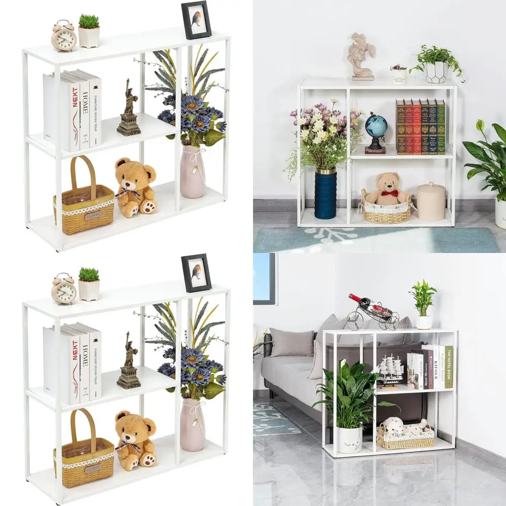 

Белый трехъярусный узкий консольный столик для прихожей, глубина 9,8 x 31,5 шириной x 29,7 высота