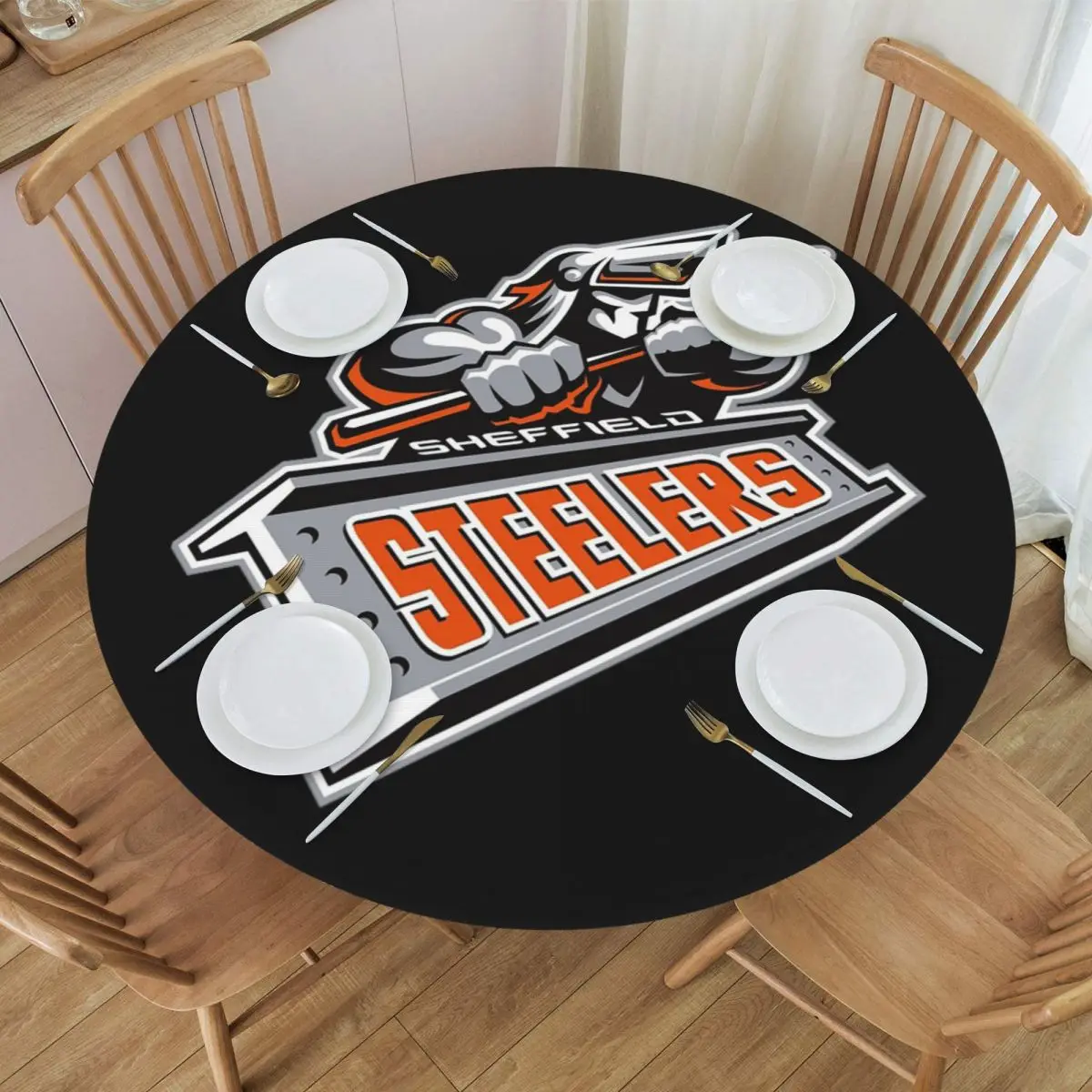 The Sheffield Steelers Waterproof Round Tablecloth Oilproof Table Cloth for Kitchen Events Dining Table Cover