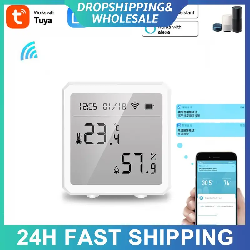 

Smart Life With Lcd Screen Display Tuya Temperature And Humidity Sensor Remote Control App Monitor Alarm Thermometer Detector