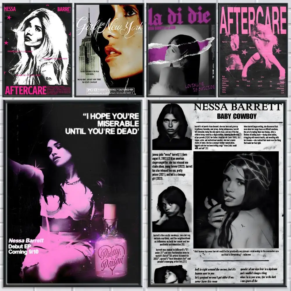 ملصق Nessa Barrett Singer عالي الدقة ذاتي اللصق مقاوم للماء مثالي للمنزل والمكتب وغرفة النوم هدية رائعة