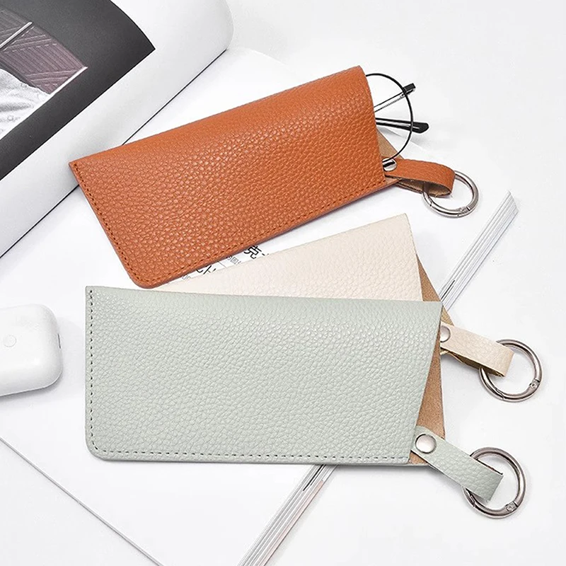 New Sunglasses Pouch Pu Leather Glasses Bag Eyewear Protector Case With Keyring Glasses Storage Bag Korean Style Glasses Clip