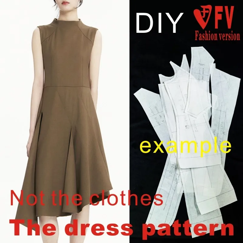 Skirt pattern women's clothing asymmetrical short-sleeved dress sewing pattern 1:1 physical pattern BLQ-670