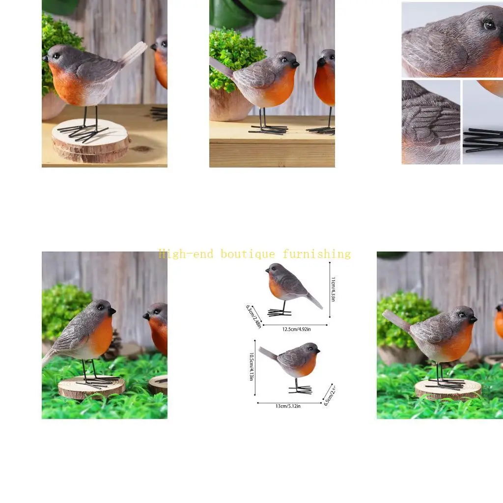 L9NB Garden Bird Figure Set for Home Shelf Balcony Tabletop Display Garden Decoration