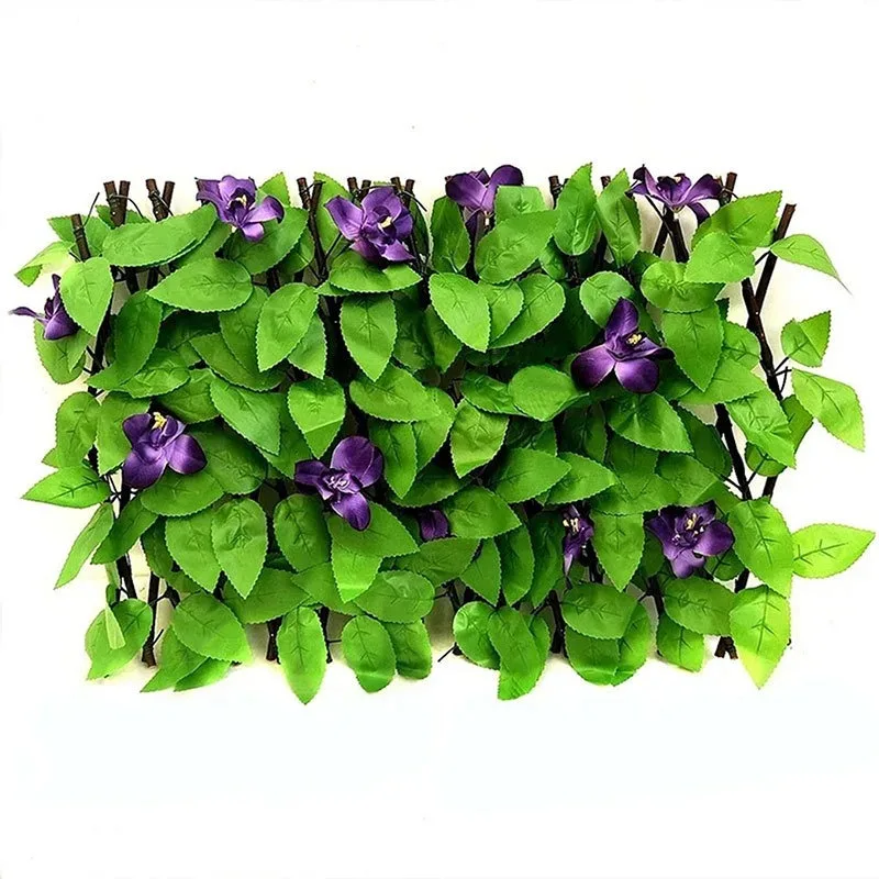 40cm Teleskop-Zaun mit Künstlichen Blättern, Plastikpflanzen, Simulierter Blumenzaun für Garten, Hof, Wanddekoration, Heim-Landschaftsornament – Detail 3