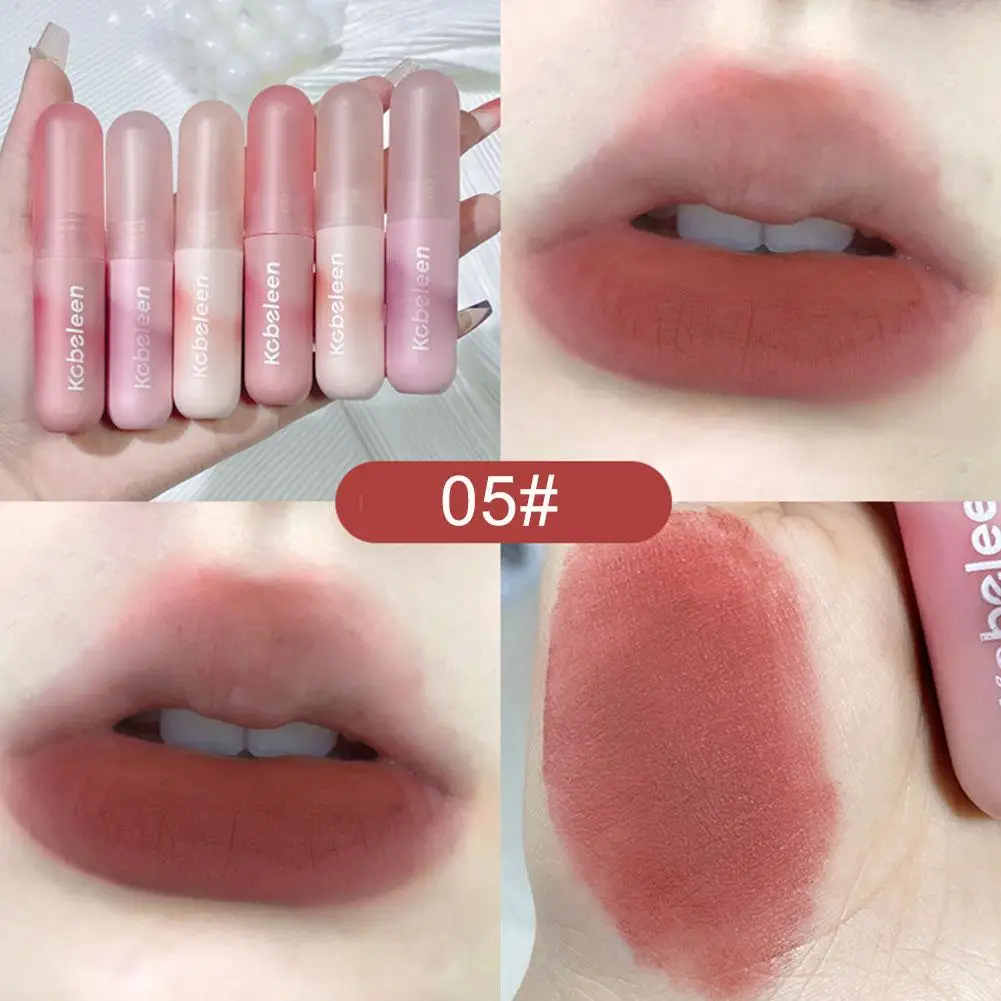 Barro labial mate de terciopelo, resistente al agua, no es fácil de perder, pigmento duradero, maquillaje Natural para estudiantes, lápiz labial, labios Nude, 1 ud. T R8H6