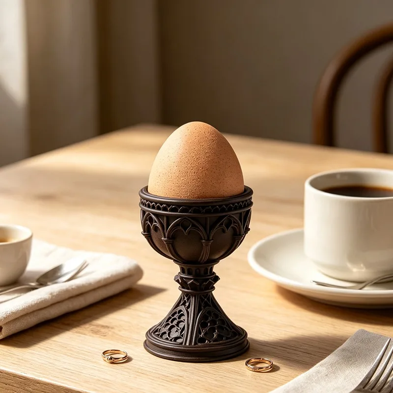 Medieval Gothic Egg Holder 3D Printed Ornate Goblet‑Style Egg Cup Desktop Figurine Vintage Goth Home Decor Gift