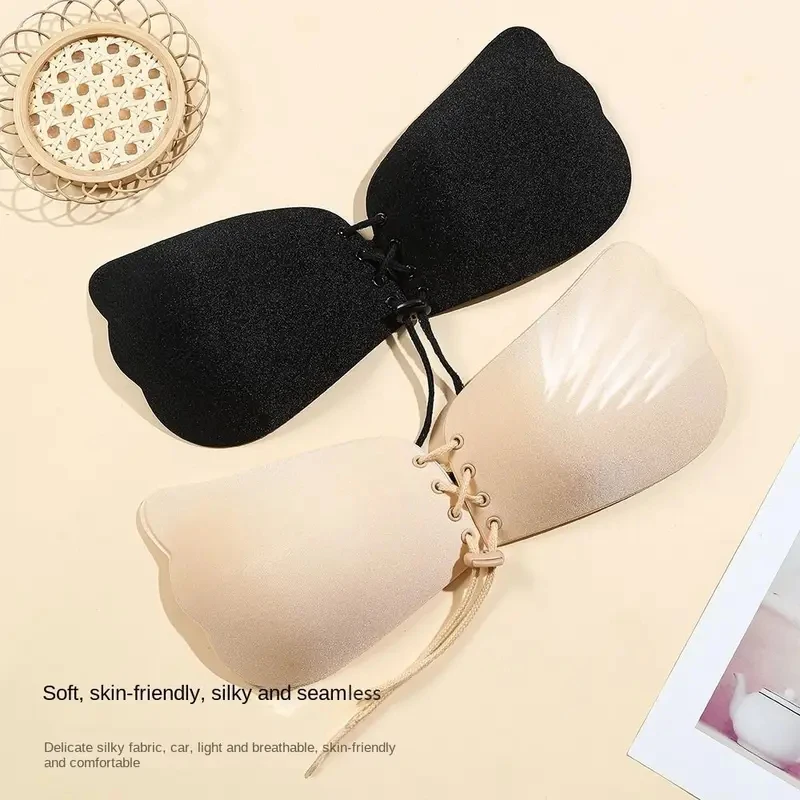 Comfortable Seamless Adhesive Stick Bra Thin Silicone Strapless Bra Invisible Push Up Bras for Daily, Wedding Dress