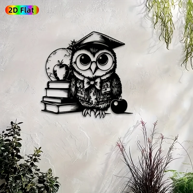 CIFBUY Metal Owl Wall Art Rustproof Scholar Owl Statue Mural Home Garden Fence Decor Academic Ornament Ideal Gift For Lovers