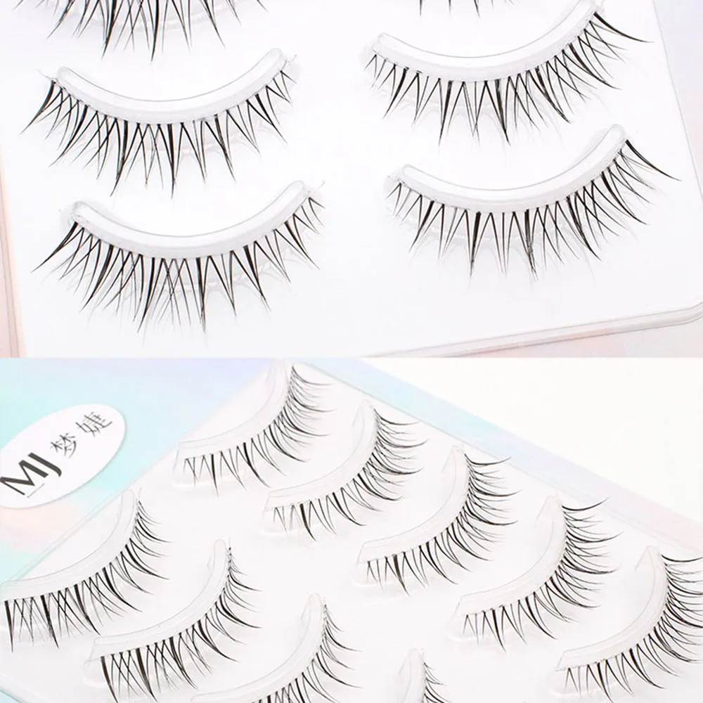 Neue 5 Paare koreanischen Stil falsche Wimpern 3d transparenten Stiel Manga Wimpern natürliche Augen Make-up Wimpern liefert Großhandel