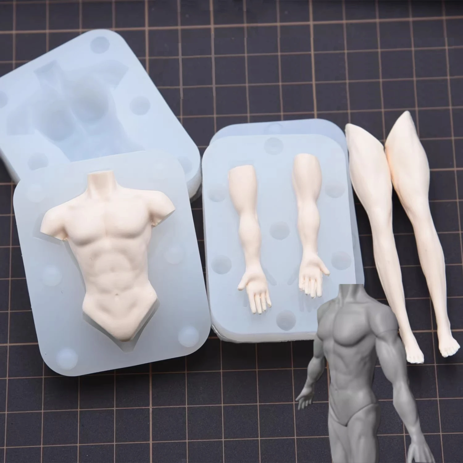 

Muscle Man Silicone Mold for Doll Making, 3D Human Body Mould for Polymer Clay, Fondant Cake Decor, Resin Art, Candle Making, DI